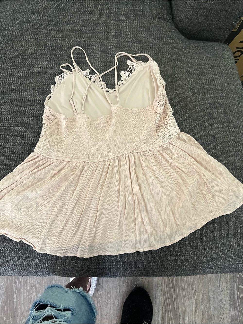 Maurices Cream Lace Crochet Cami with Crinkle Hem - Picture 5 of 5